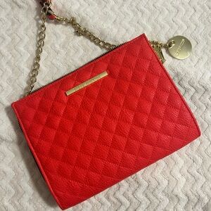 Steve Madden Red Quilted Clutch with Gold Chain